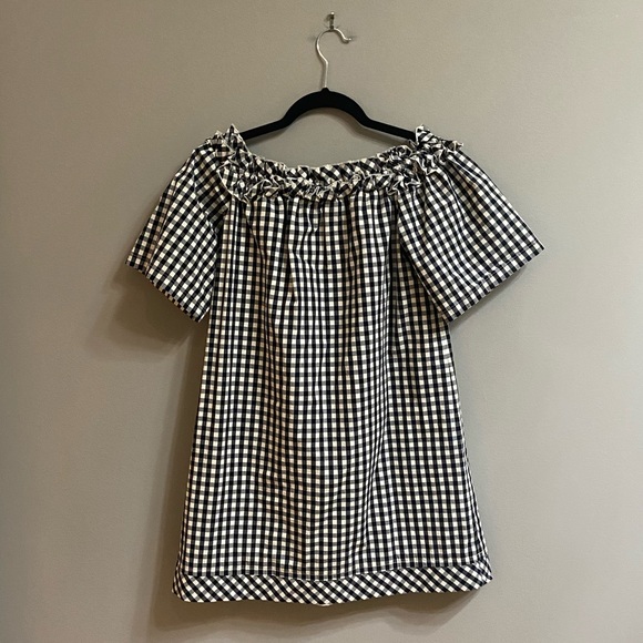 Vineyard Vines Gingham Off The Shoulder Dress, Size Medium - Picture 3 of 10